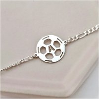 Bratara personalizata - Minge de fotbal cu initiala decupata - Argint 925 - bratara barbati cu lant - 1
