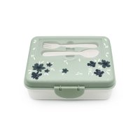 Cutie pentru pranz bento cu 2 nivele si tacamuri Melii flori albastre - 3