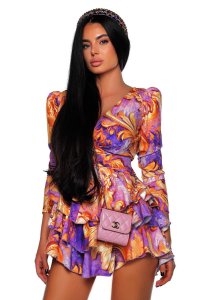 Rochie Ruffle PRINT - Eleganta din Saten - 1
