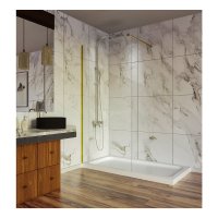 Perete dus walk-in din sticla nano 8 mm cu profil auriu si tija extensibila 90 x 200 cm - 2