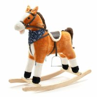 Balansoar Interactiv Baby Mix Zeus Tip Calut cu Melodii si Esarfa, Pana la 25 kg, Alimentare cu Baterii, Lemn, 12 luni+, Brown - 1