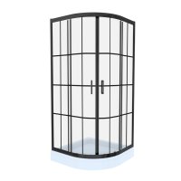 Cabina de dus Celesta Titan semirotunda cu model Windows, sticla 6 mm, 80 x 80 x 190 cm, profil negru - 1