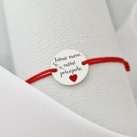 Bratara maini pricepute - inima cu email rosu - Argint 925 - Snur reglabil - 1