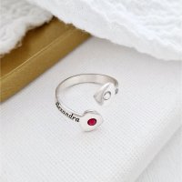 Inel personalizat 2 nume si 2 inimi - Argint 925 - cristale Swarovski - 1