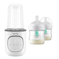 Set incalzitor biberoane, Lionelo, ThermUp 2.0, multifunctional + 2x biberoane, Philips Avent, Cu supapa AirFree, 0 luni+, 125 ml, Alb - 1