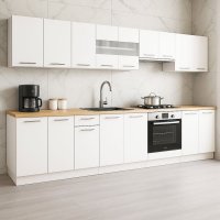 Set de bucatarie GERMANIA 320 cm, 10 corpuri, cuptor inclus, blat gros alb - 1