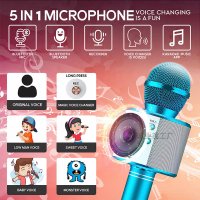 Microfon Wireless Karaoke MRG MWS858, Reincarcabil, Boxa, Albastru - 7