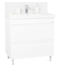 Set Baza front MDF si Lavoar seria 786, cu sertare, 80 cm, alb - 1
