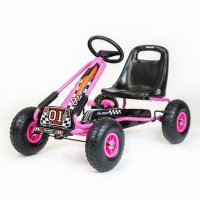 Kart cu pedale Baby Mix Razor pentru copii, roti gonflabile, design ergonomic, varsta 3-8 ani, culoare roz - 1
