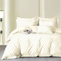 Lenjerie de pat Somnart Percale cu 4 piese, cearceaf pat clasic 240 x 260 cm, cearceaf pilota 200 x 230 cm si 2 fete perna 50 x 70 cm model cu buline - 1