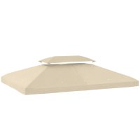 Prelata de Schimb Outsunny 4x3 m cu Acoperis Dublu si Orificii de Drenaj, Protectie UV - Fara Cadru Alb Crem - 1