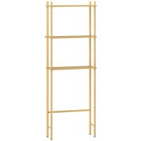 HOMCOM Raft de Depozitare pentru Baie din Bambus cu 3 Rafturi, Dimensiuni 63,5x25,5x181 cm, Lemn Natural | Aosom Romania - 1
