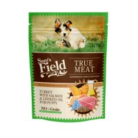 SAM'S FIELD Puppy, XS-XL, Curcan și Somon, plic hrană umedă fără cereale câini junior, (în aspic), 260g - 2