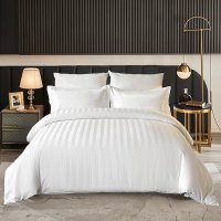 Husa pentru pilota Kotonia Home Hotel Damasc cu dungi cu latime de 2.5 cm, 100% bumbac, Alb, 180x200 cm - 1