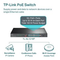 Switch TP-Link TL-SL1218P, 16 porturi PoE+, 10/100/1000 Mbps - 7