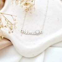 Lantisor mama, simbol floare si Diamant natural - Argint 925 - 1