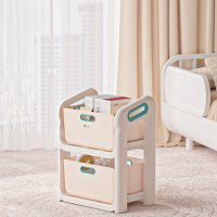 Organizator jucarii Little Mom Beige cu 2 compartimente, manere ergonomice, margini rotunjite, dimensiuni 50.2 x 34.8 x 66 cm - 1