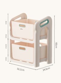Organizator jucarii Little Mom Beige cu 2 compartimente, manere ergonomice, margini rotunjite, dimensiuni 50.2 x 34.8 x 66 cm - 2