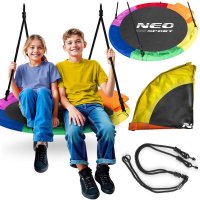 Leagan tip cuib pentru copii Neo-Sport 6 Multicolor 100cm, Perna atasata cu Velcro inclusa, Cadru din otel, material impermeabil 600D PE Oxford, greutate suportata 150kg - 1