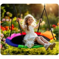 Leagan tip cuib pentru copii Neo-Sport 6 Multicolor 100cm, Perna atasata cu Velcro inclusa, Cadru din otel, material impermeabil 600D PE Oxford, greutate suportata 150kg - 5