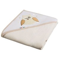 Prosop de baie cu gluga Akuku 80x80 cm din bumbac Bufnita bej - 1