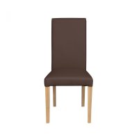 Scaun living TEO, picioare lemn natur, piele ecologica maro deschis, 46x60x98 cm - 1