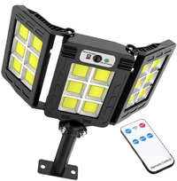 Lampa solara 30w  tripla de perete cu senzor de lumina si miscare cu telecomanda IP65 - 1