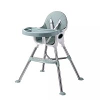 Scaun de masa transformabil Little Mom, multifunctional, cu tavita ajustabila, husa detasabila din piele ecologica, suport pentru picioare, dimensiune 75 x 53 x 83 cm, Elite Green - 2