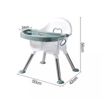 Scaun de masa transformabil Little Mom, multifunctional, cu tavita ajustabila, husa detasabila din piele ecologica, suport pentru picioare, dimensiune 75 x 53 x 83 cm, Elite Green - 3
