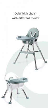 Scaun de masa transformabil Little Mom, multifunctional, cu tavita ajustabila, husa detasabila din piele ecologica, suport pentru picioare, dimensiune 75 x 53 x 83 cm, Elite Green - 5