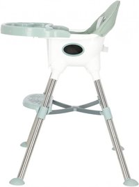 Scaun de masa transformabil Little Mom, multifunctional, cu tavita ajustabila, husa detasabila din piele ecologica, suport pentru picioare, dimensiune 75 x 53 x 83 cm, Elite Green - 8