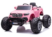 Masinuta electrica Mercedes X-Class Monster Truck, 180W, 4x4, roti moi, scaun tapitat, telecomanda, barbie pink - 1