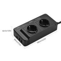 Invertor de Putere Sinusoidal Techstar®, 200W~400W, 12V la 220V – 2 Prize AC EU, 2 Porturi USB QC si 1 USB-C, cu Afisaj - 4
