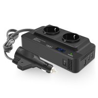Invertor de Putere Sinusoidal Techstar®, 200W~400W, 12V la 220V – 2 Prize AC EU, 2 Porturi USB QC si 1 USB-C, cu Afisaj - 1