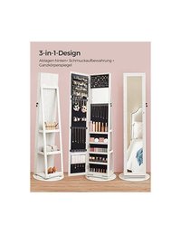 Dulap de bijuterii cu blocare, Songmics, Oglinda, JBC62W, 38 x 161 x 38 cm - 3