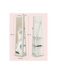 Dulap de bijuterii cu blocare, Songmics, Oglinda, JBC62W, 38 x 161 x 38 cm - 7