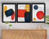 Tablou, 3 bucati Venetia Floare Rosu 38x53 cm - 1