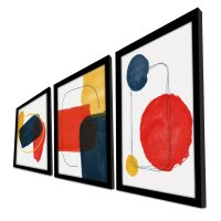 Tablou, 3 bucati Venetia Floare Rosu 38x53 cm - 4
