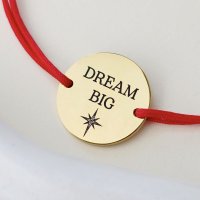 Bratara Dream big - Banut 15 mm si snur reglabil - Otel Inoxidabil 316L Aur Galben 18K placare PVD - 1