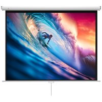 Ecran de Proiectie HOMCOM 84 Inch 4:3, Rulabil cu Unghi de 160°, Montare pe Tavan sau Perete, Dimensiuni 181x8x138 cm, Alb - 1