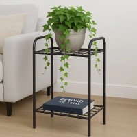Etajera metal pentru flori 2 rafturi Decor Homs 33 x 60 x 31 cm, negru - 1