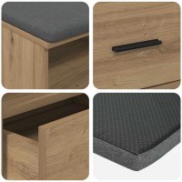 Banca de hol cu perna si 2 sertare, stejar artizanal, 100 x 38 x 46 cm - 9