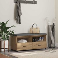 Banca de hol cu perna si 2 sertare, stejar artizanal, 100 x 38 x 46 cm - 1