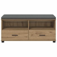 Banca de hol cu perna si 2 sertare, stejar artizanal, 100 x 38 x 46 cm - 6