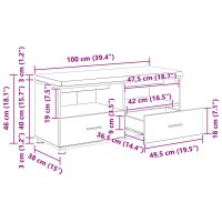 Banca de hol cu perna si 2 sertare, stejar artizanal, 100 x 38 x 46 cm - 12