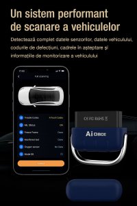 Tester Diagnoza Auto OBD2 Techstar DA200 cu Aplicatie AI, Resetare Coduri Eroare, Date in Timp Real, Compatibil - 9