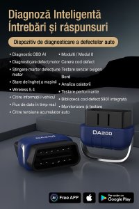 Tester Diagnoza Auto OBD2 Techstar DA200 cu Aplicatie AI, Resetare Coduri Eroare, Date in Timp Real, Compatibil - 15