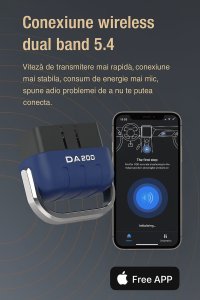 Tester Diagnoza Auto OBD2 Techstar DA200 cu Aplicatie AI, Resetare Coduri Eroare, Date in Timp Real, Compatibil - 11