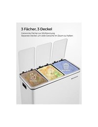 Cos pentru reciclare, 3 x 18L, Soft-Close, Alb, LTB54WT, 61 x 31 x 56 cm - 4