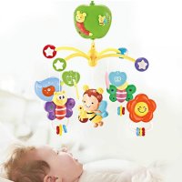 Carusel muzical rotativ pentru patut cu figurine colorate de albinute si timer - 1